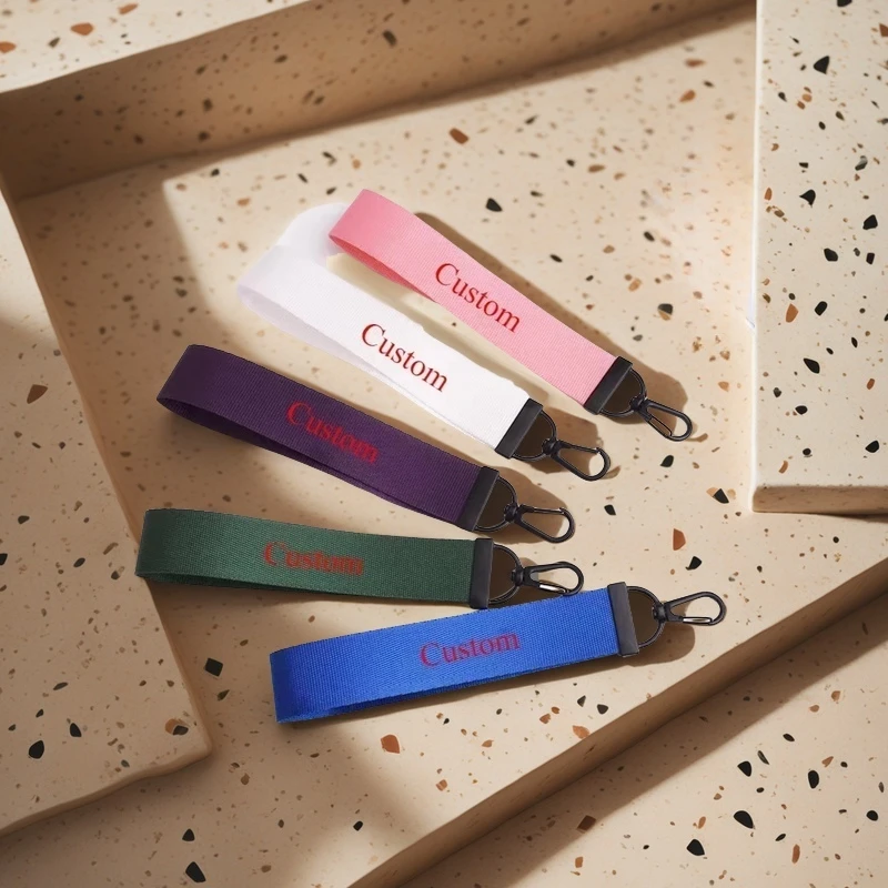 

Custom Name Logo Engraved Schoolbag Keychain Personalized Waist Hanging Key Holder Canvas Chain Accessories Gift Design Durable