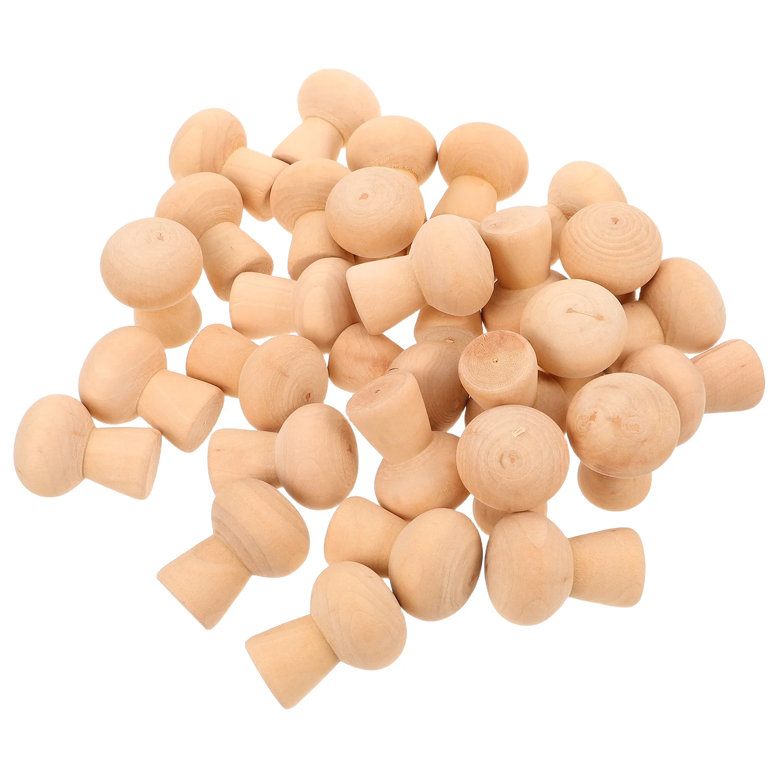 30 szt. Drewniane figurki grzybki do malowania, 4,5 cm x 1 cm, niedokończone, do rękodzieła dla dzieci, DIY, mini ozdoby grzybki do malowania, rękodzieło z drewna do malowania, kształt grzybka