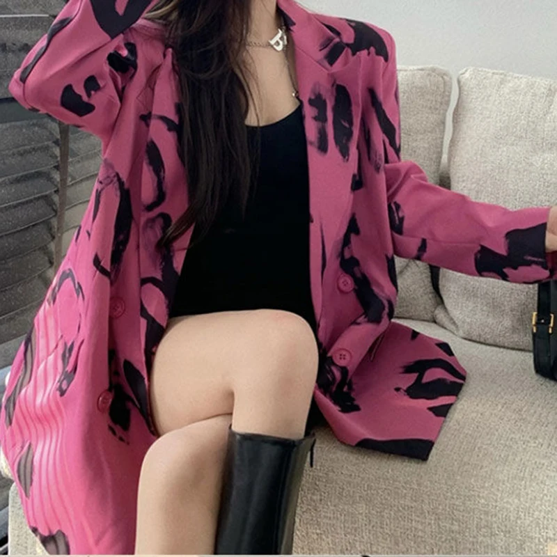 Fried Street Office Suit Coat Women's Spring fall 2025 new high-grade casual Blazer fashion letter printed Blazers jacket female