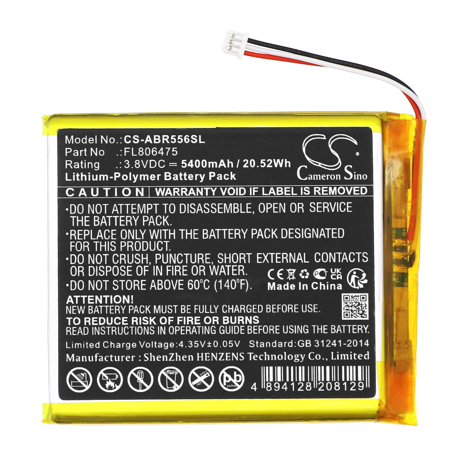 CS Replacement Battery For Anbernic RG556 FL806475 5400mAh / 20.52Wh Game Console
