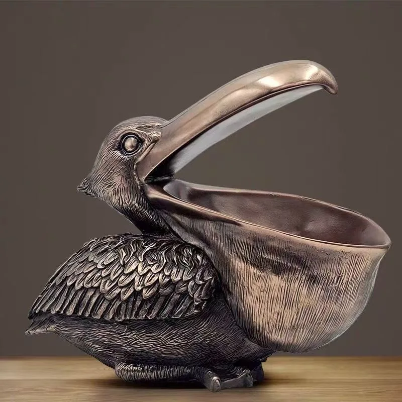 Pelican Bird Ornament Retro Resin Key Jewelry Storage Toucan Entrance Hall Living Room Tea Table Home Arts And Crafts Creative