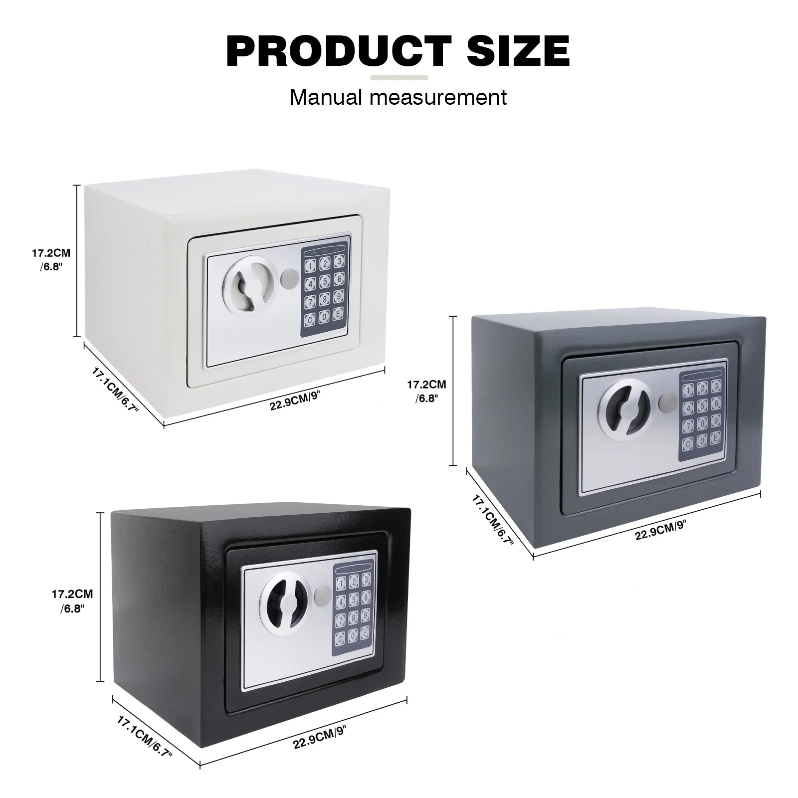 صندوق أمان رقمي صغير 4.6 لتر، صندوق أمان إلكتروني فولاذي مع مفتاحين، خزائن حائط مقاومة للحريق لفندق المكتب المنزلي
