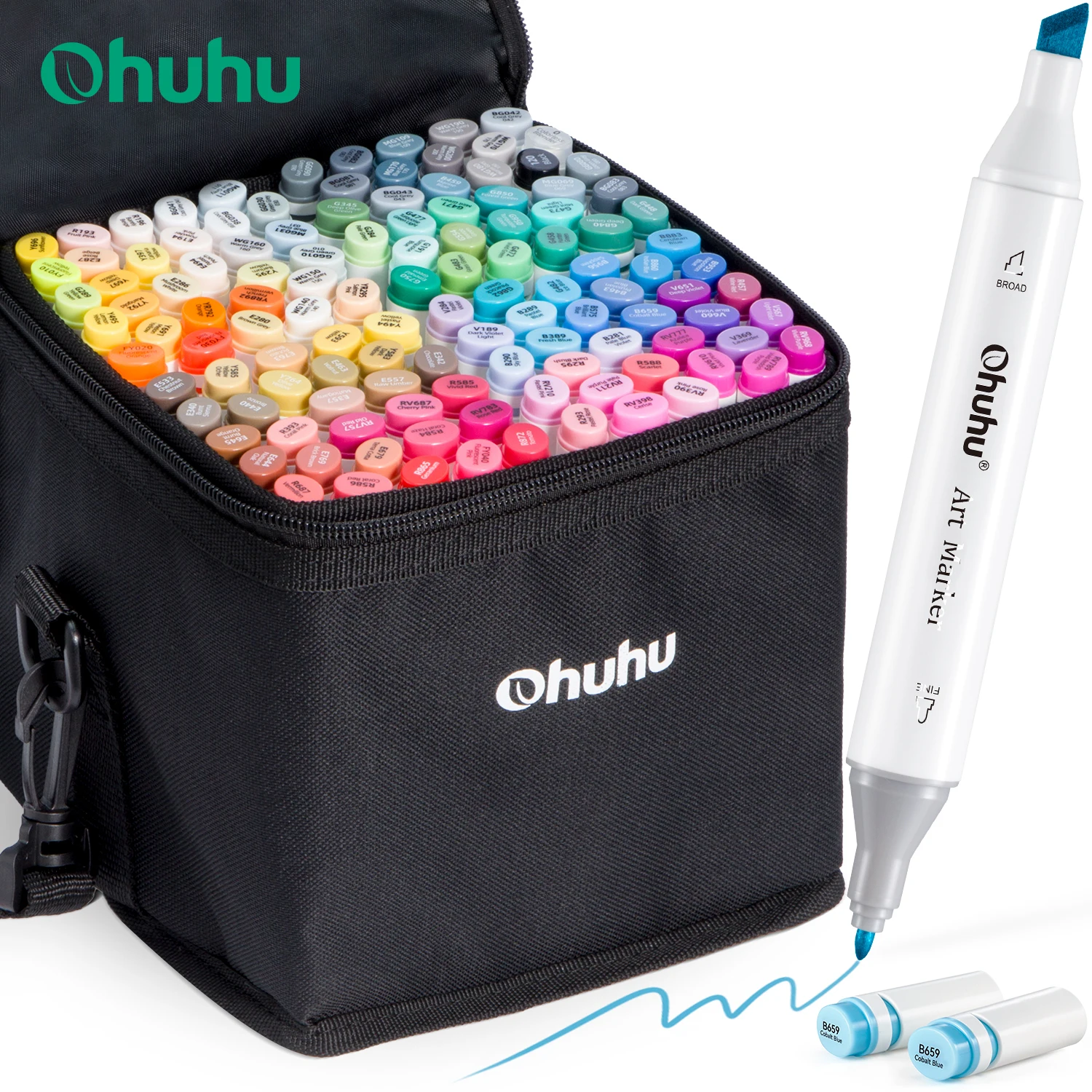 Ohuhu Oahu 120 Colors Marker Pen Set Alcohol Art Markers Dual Tips Felt Pen Sketching Drawing Graffiti Manga School Art Supplies