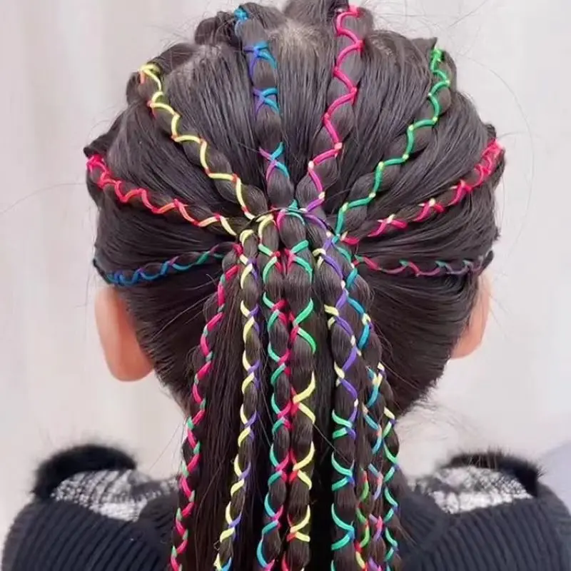 30Pcs Girls Colorful 90CM Hair braids Rope Strands for African Braids Girls DIY Ponytail Braids Women Styling Hair Accessories