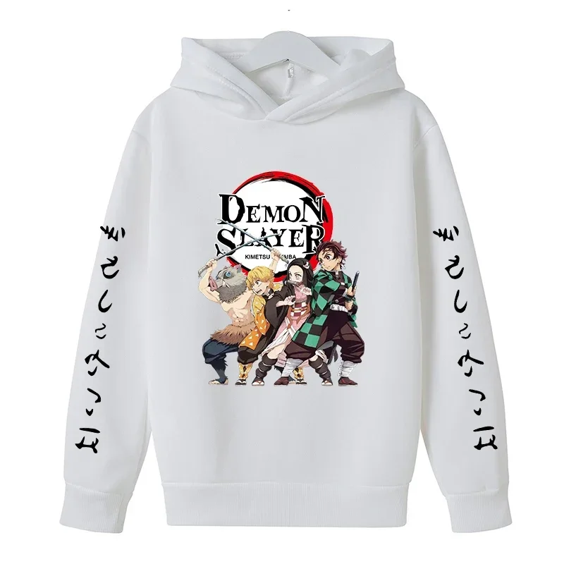 New Kids Demon Slayer Hoodie Children\'s Clothing Hoodie Suitable Boys Girl Long Sleeve Anime Yaiba Sleeve Pullover Sweatshirt