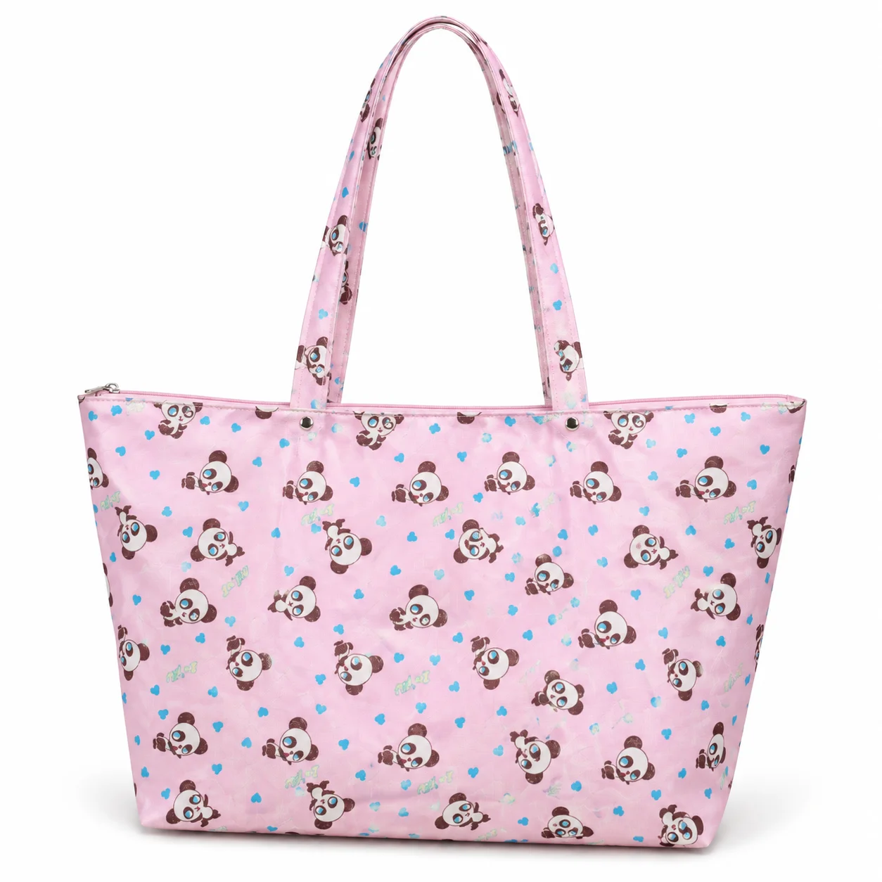 Tote Bag Cute Panda Print Oxford Shoulder Handbag with Zipper Women Daily Commute School Shopping Work Casual Handbag