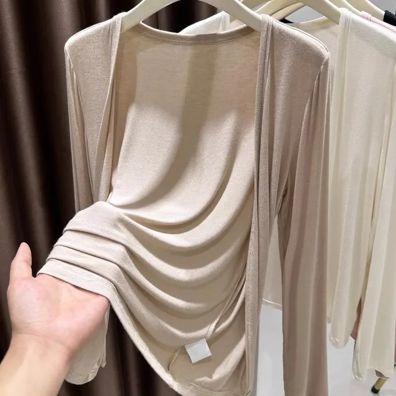 

Soft Comfortable Women's Long Sleeve T-Shirt Casual Loose Fit Round Neck Solid Color Top For Everyday Wear Office Style