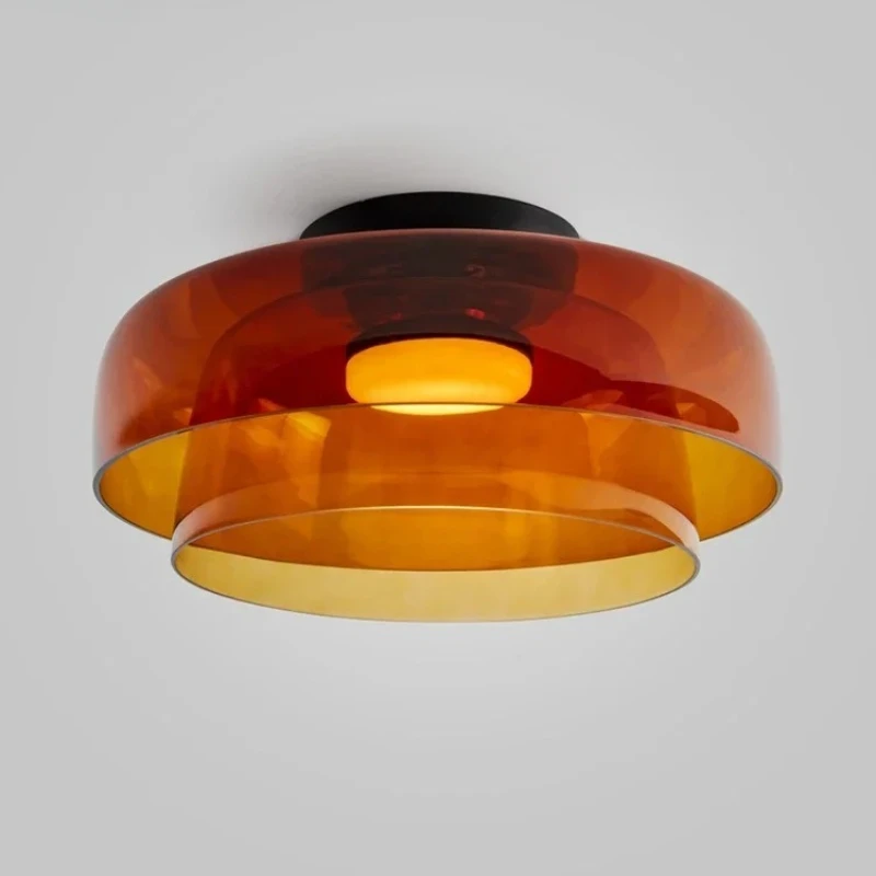 

2026 for Designer Atmosphere Amber Gray Green Glass Ceiling Light Modern LED Indoor Lighting Bedroom Dining Room Balcony