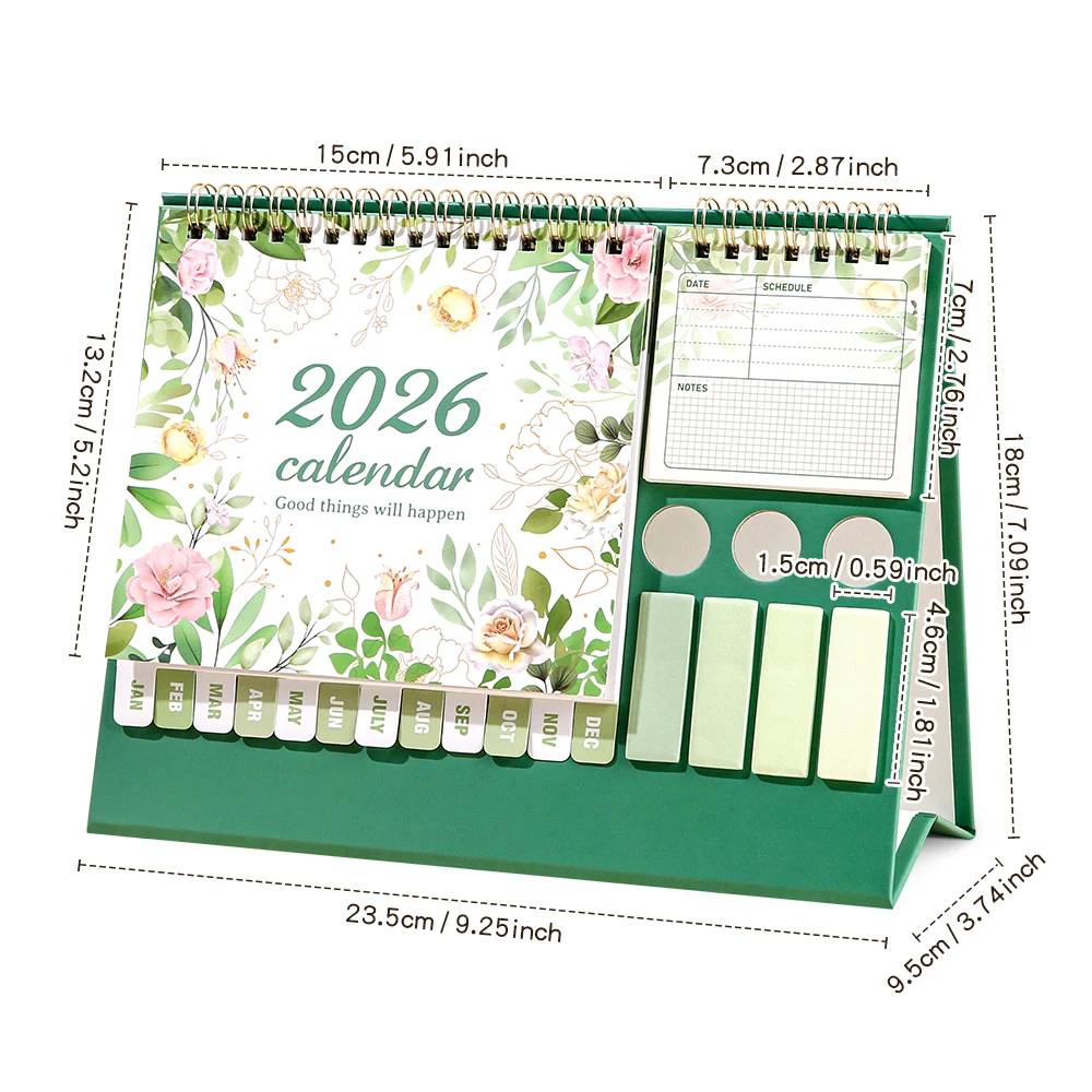 2026 Desk Calendar Multifunctional Organizer With Stickers Labels Pen Holder Monthly Schedule Planner For Home Office School