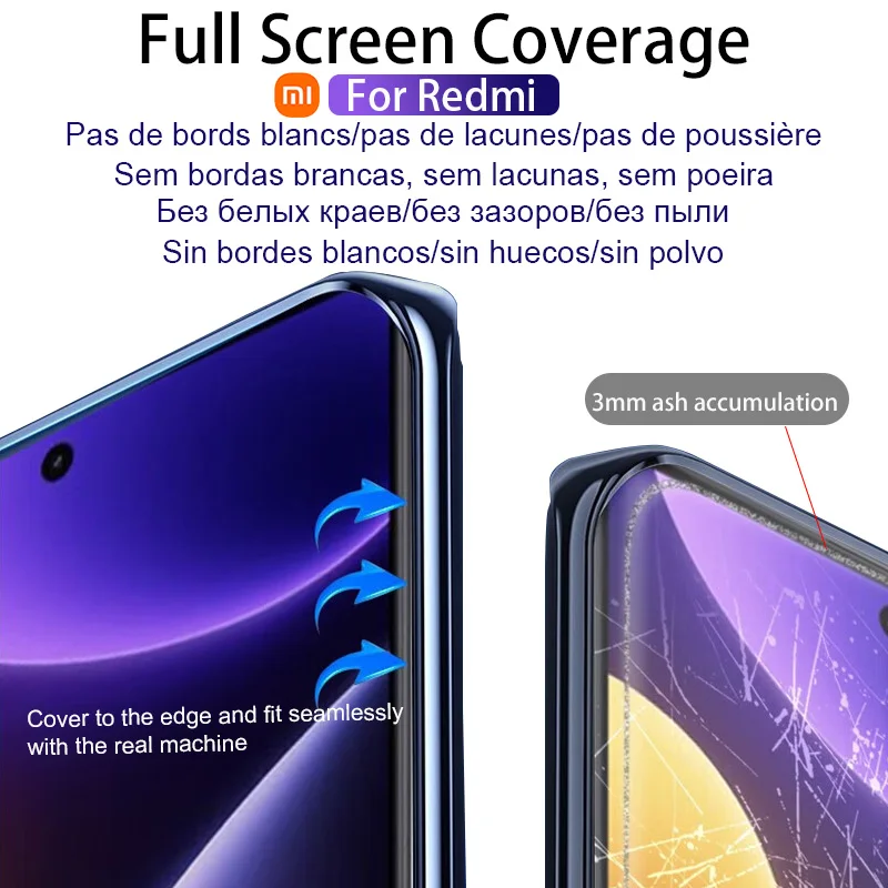 Filme de hidrogel para Redmi, protetor de tela para Note 12, 10, 11, 9 S Pro Plus, Turbo 5G, A1, 10, 12C, 10C, 9A, 9C, Note 11S, 8, 7, 10S, 8T, 1