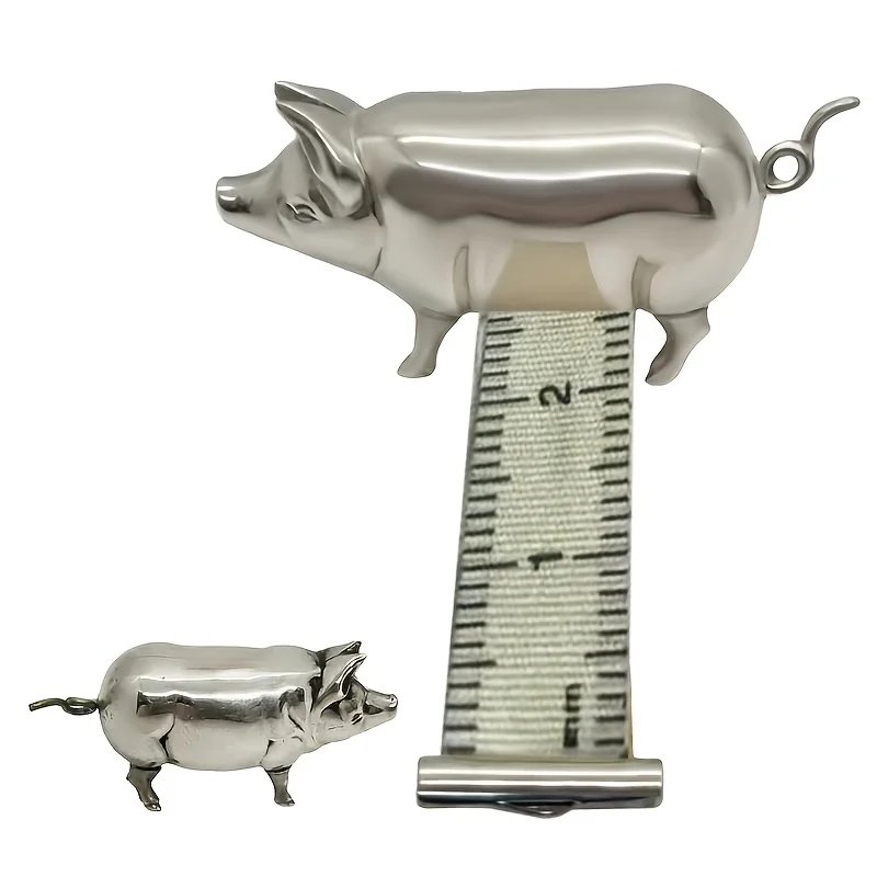 1 unidad de mini cinta métrica de cerdo estilo antiguo, cinta métrica suave de cerdo de metal vintage para costura y manualidades, linda cinta métrica de cerdo para coser