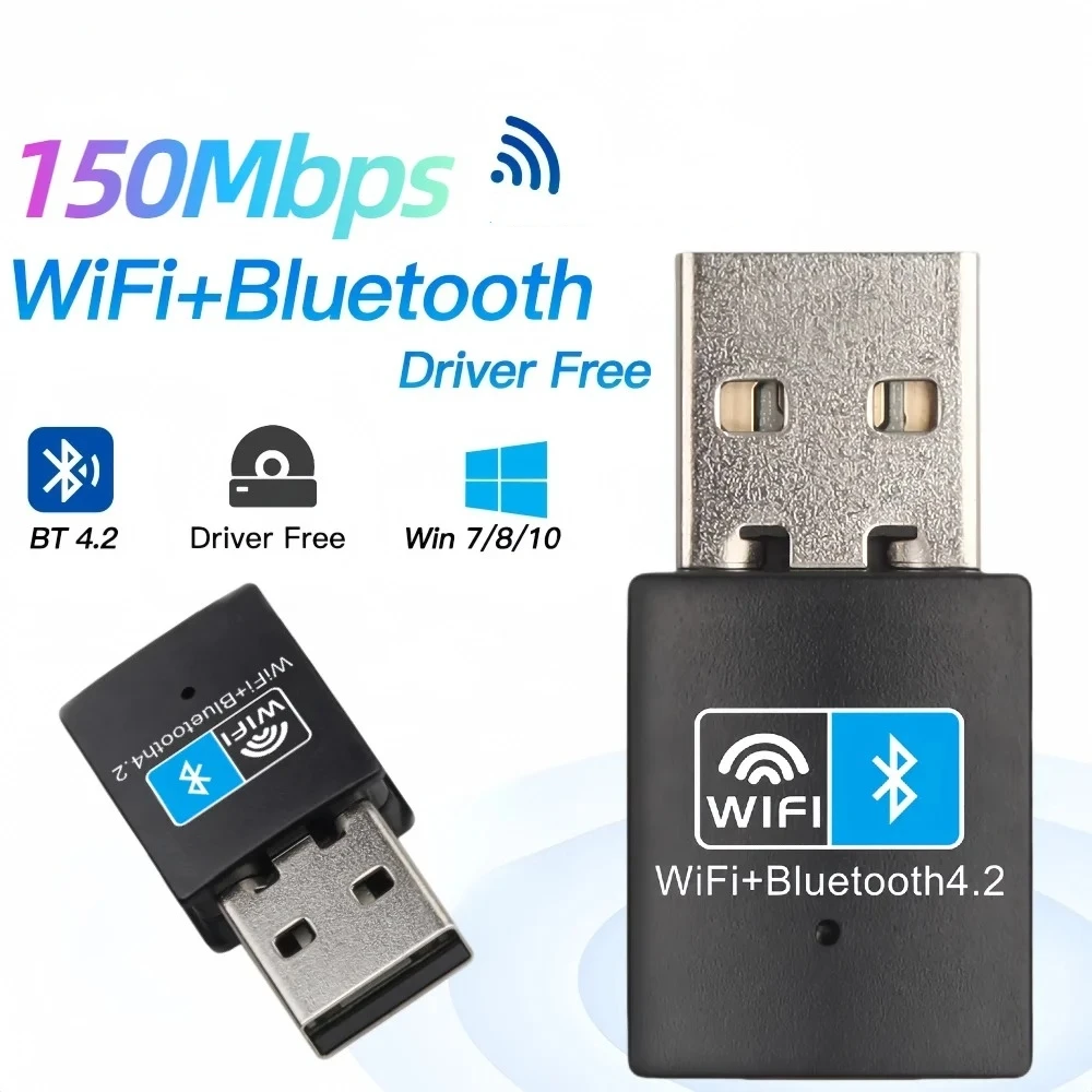 2 In 1 USB Wifi & Bluetooth 150Mbps USB WiFi Bluetooth Adapter 2.4Ghz Wireless External Receiver Transmitter RTL8723 WiFi Dongle