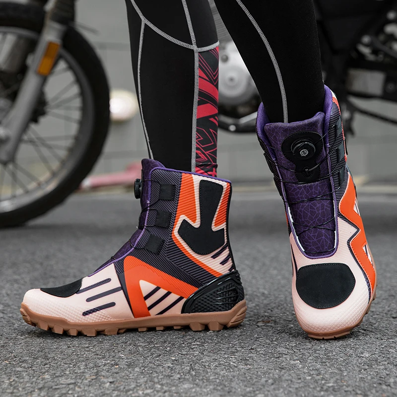 أحذية ركوب الدراجات الواقية للدراجات النارية للرجال للفصول الأربعة، أحذية ركوب الخيل العصرية المقاومة للاهتراء ومضادة للانزلاق وقابلة للتنفس على الطرق الوعرة #4