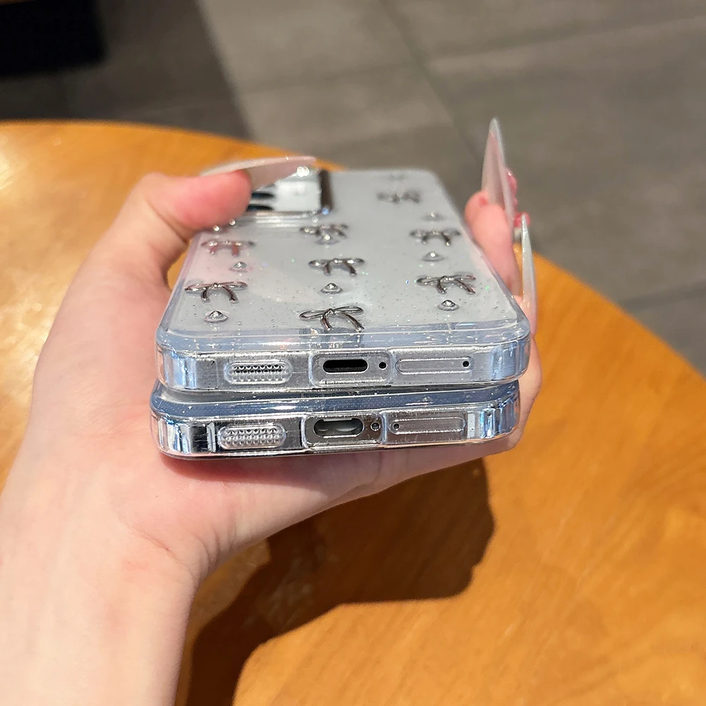 Niedliche 3D-Handyhülle mit silbriger Schleife für Samsung Galaxy A16 A25 A35 A56 A55 A54 A05S, weiche, stoßfeste, transparente Abdeckung, Epoxidharz-Hülle – Detail 11