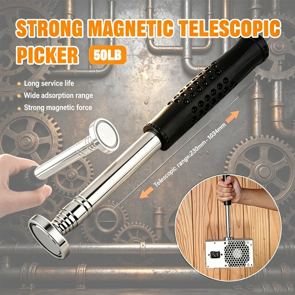 

Mini Portable Telescopic Magnetic Pen 50lb Suction Extendable Pickup Rod Stainless Steel Tool For Nuts Bolts Screws Metal