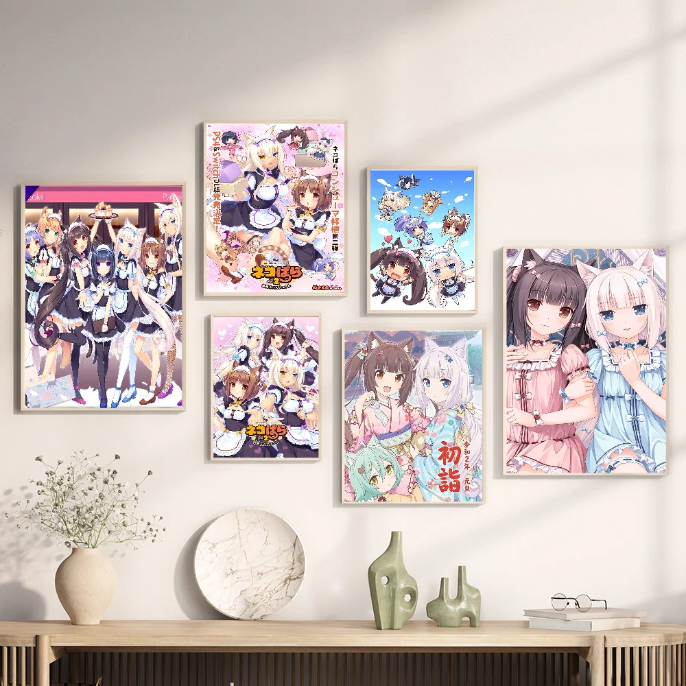 

Nekopara Neko Para Chocola Vanilla Anime Classic Anime Movie Sticky Posters Vintage Room Home Bar Cafe Decor Room Wall Decor