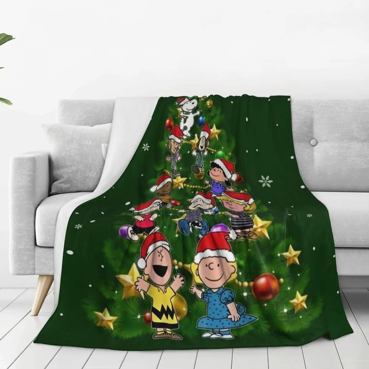 Snoopy Christmas Cartoon Soft Blanket Travel Office Plush Throw Blanket Funny Living Room Flannel Bedspread Sofa Bed Cover