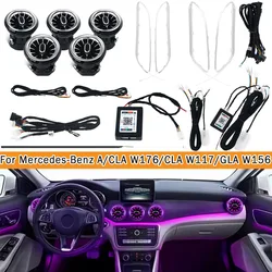 64/12 Colours Ambient Lights APP Led Car Air Vents Turbine Nozzle Decorate Lamp for Mercedes-Benz A/CLA W176/CLA W117/GLA W156