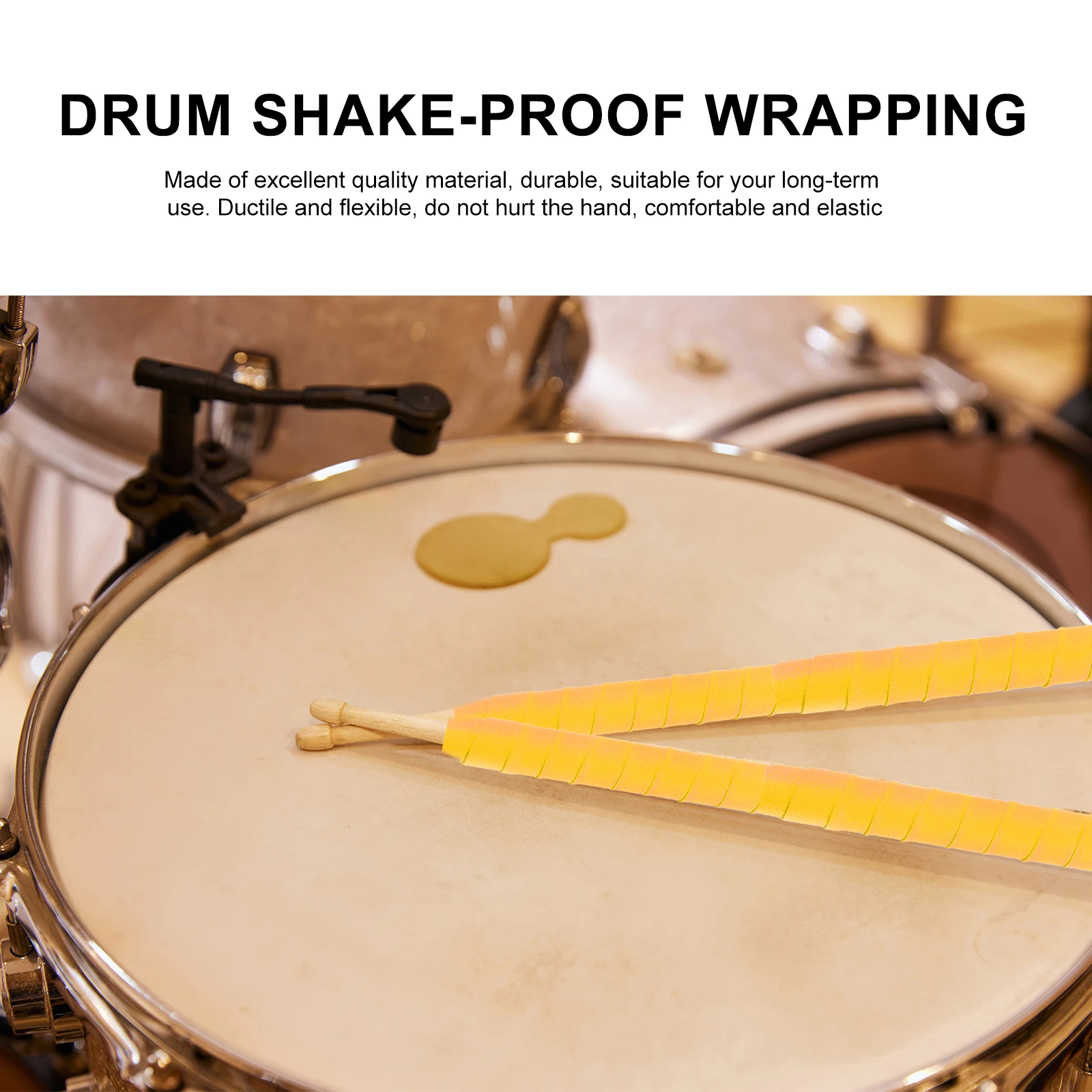 

2 pcs Drumsticks Anti slip Belt Packing Tape DIY Wrap Shockproof Yellow Snare Drum Stick Accessories PU Material Flexible Grip