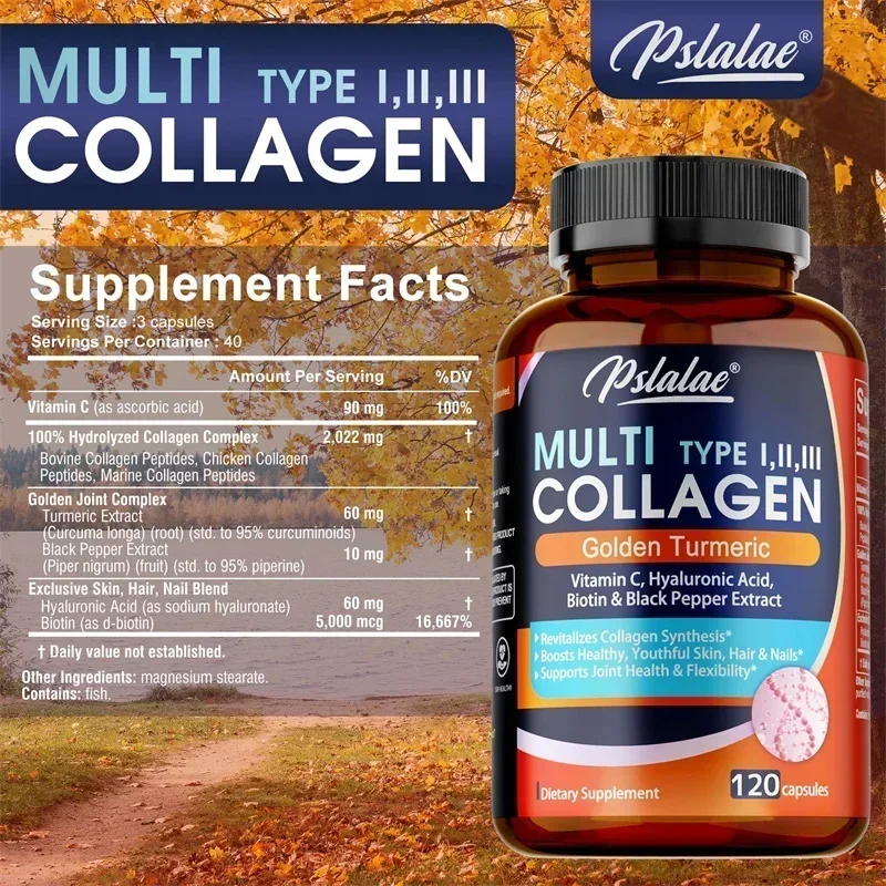 Multi Collagen Peptides - Antioxidant, Improve Skin Elasticity,Reduces Fine Lines,Promotes Hair and Joints Health,Immune Support