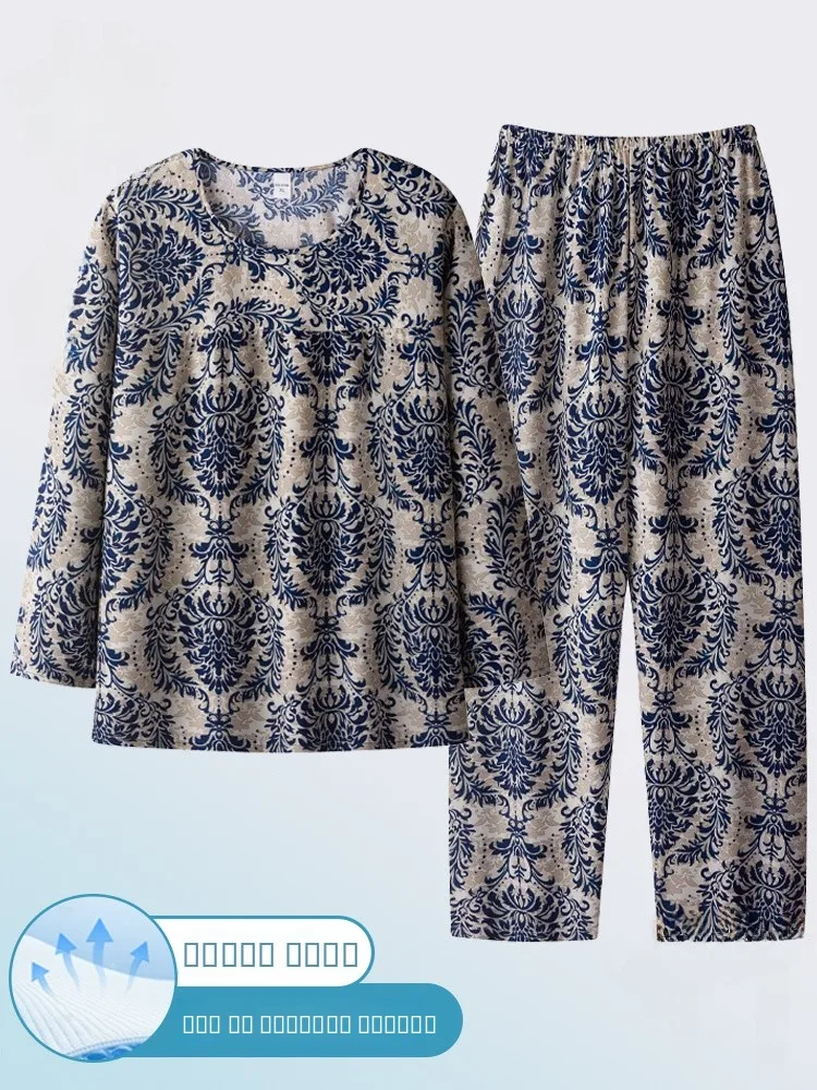 

Легкий женский летний наряд Long Sve, свободный комплект из двух предметов для мамы, большие размеры, комплект из двух предметов для среднего возраста и ли