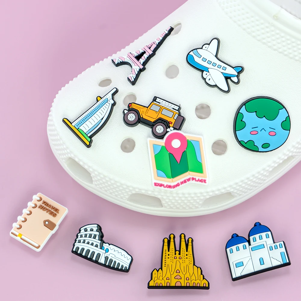 1/25PCS Schuh Charms Global Travel Serie Airfare Heißer Luft Ballon Schuh Zubehör Pins für Clog Sandale Schnalle schuh Dekoration – Detail 6