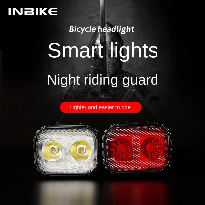 

INBIKE USB Rechargeable bike lights set,5 Modes Front Headlight and Rear Taillight Waterproof Cycling Lights Bicyle Safety Light