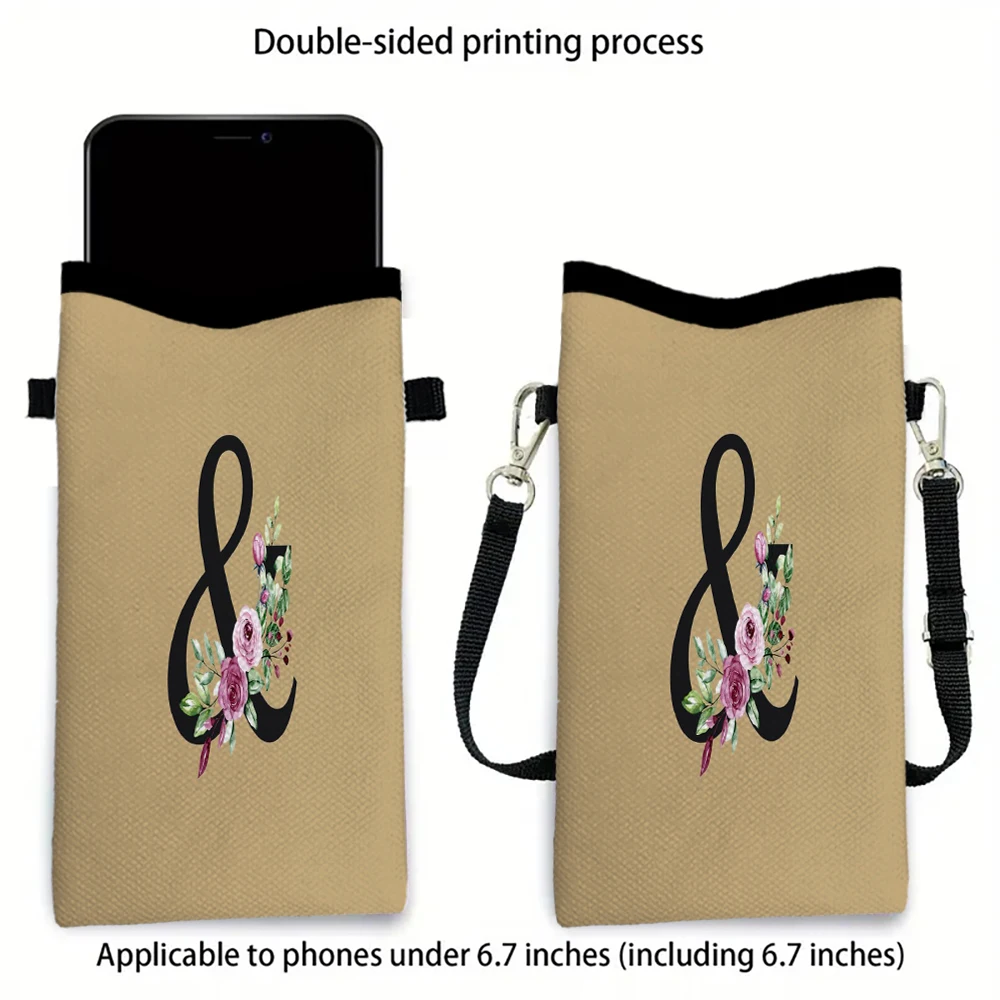 

Brown Patterned Letters Crossbody BagPrint Phone Wallet with Adjustable Shoulder Strap Unisex Design Daily Use, Travel,Gift8.12