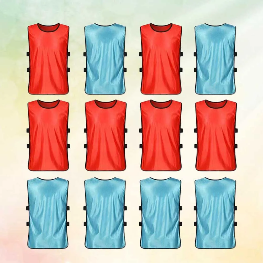 เสื้อกั๊กฝึกซ้อมเด็ก 12 ชิ้น ผ้าโพลีเอสเตอร์ตาข่ายน้ำหนักเบา สำหรับฤดูร้อน เสื้อแขนกุดเด็ก แห้งเร็ว นุ่ม สำหรับกีฬาบาสเกตบอล