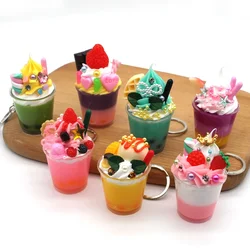 Cute Milkshake Keychain Creative Fashion Simulation Cream Ice Cream Food Toy Model Car Phone Bag Pendant Ornaments Gift Llaveros