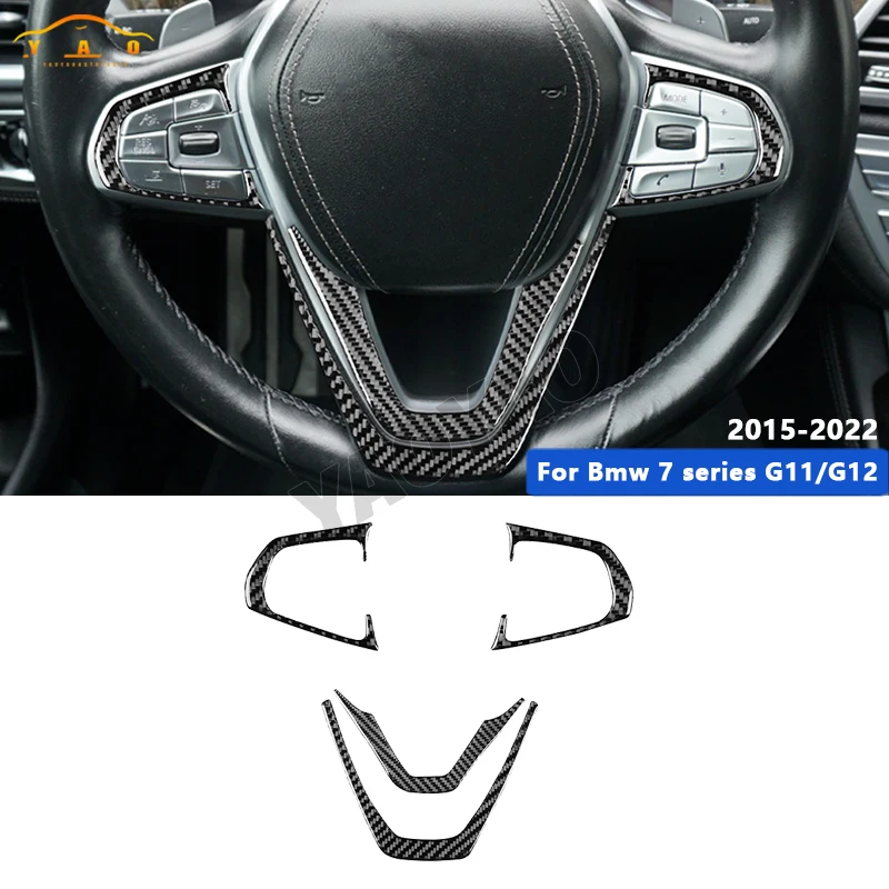 

Carbon Fiber Steering Wheel Decoration Strip Frame Cover Trim Sticker For BMW 7 Series G11 G12 2015-2022 Decorate Accessories