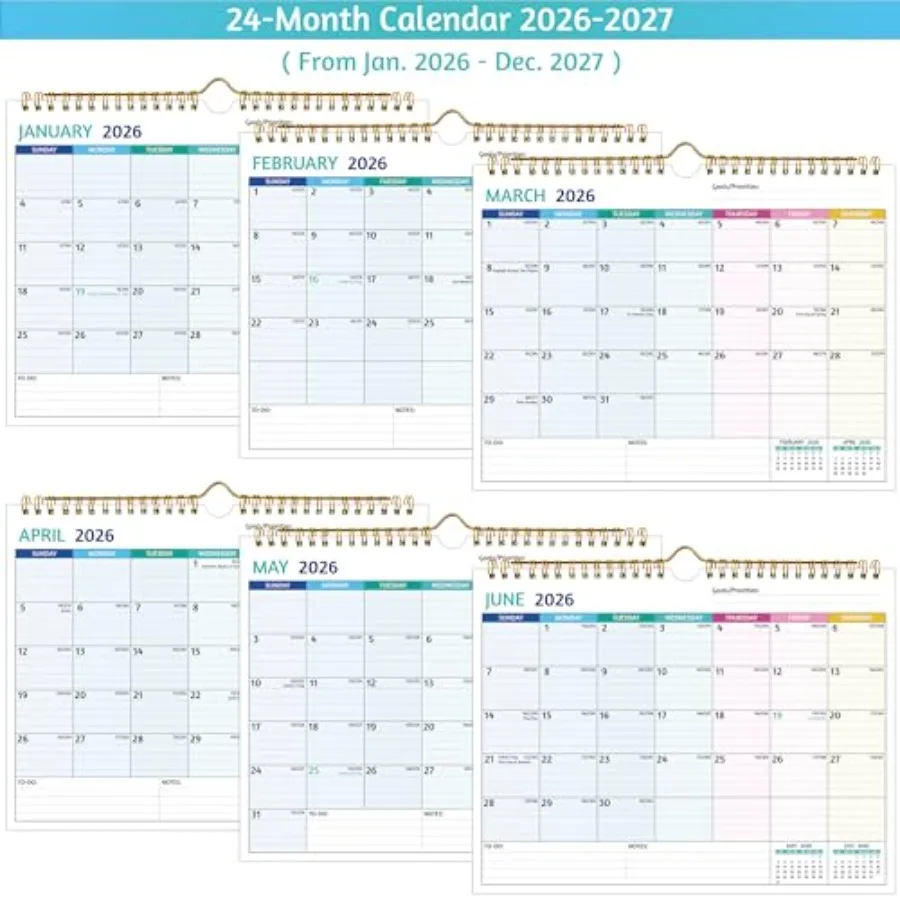 Calendario da parete 20262027 Calendario 2 anni 20262027 11 x 8,5 pollici gennaio 2026 dicembre 2027 2026 Calendario 24 mesi Piccolo calendario mensile 20