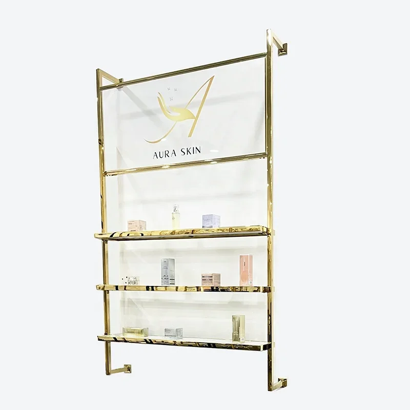 Custom Logo Stainless Steel Handbag Hanging Shelf Display Stand Wall Shoe Display Rack For Shoe Bag Store