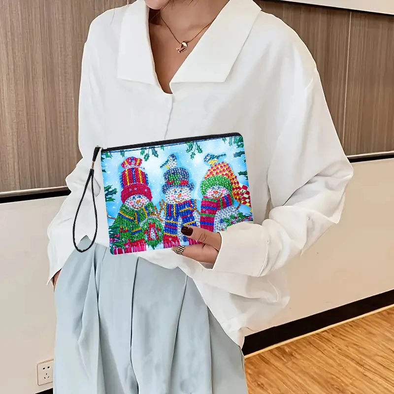 مجموعة واحدة من اللوحات الفنية الماسية الماسية التي تحمل عنوان عيد الميلاد، ومقبض من جلد البولي يوريثان مناسب للاستخدام اليومي كهدية للسفر #4