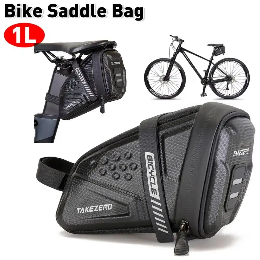 

1L Bicycle Saddle Bag EVA Hard Shell Refletive MTB Road Bike Saddle Bag Waterproof Seat Rear Tool Pouch Bag Cycling Accessories