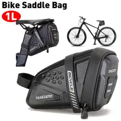 1L Bicycle Saddle Bag EVA Hard Shell Refletive MTB Road Bike Saddle Bag Waterproof Seat Rear Tool Pouch Bag Cycling Accessories
