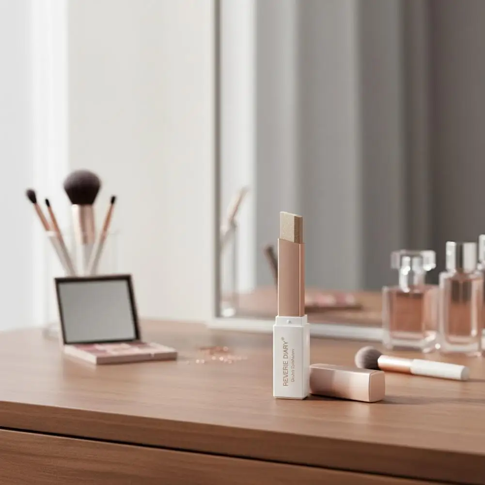 ダブルカラーグリッターアイシャドウスティックマットアイシャドウメイク防水バイカラーシマー化粧品美容メイクツール