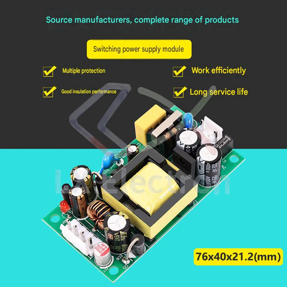 Dual Output AC-DC Isolated Switching Power Supply Module | 24W 12V 1A & 5V 2A Regulated Step-Down Converter Board