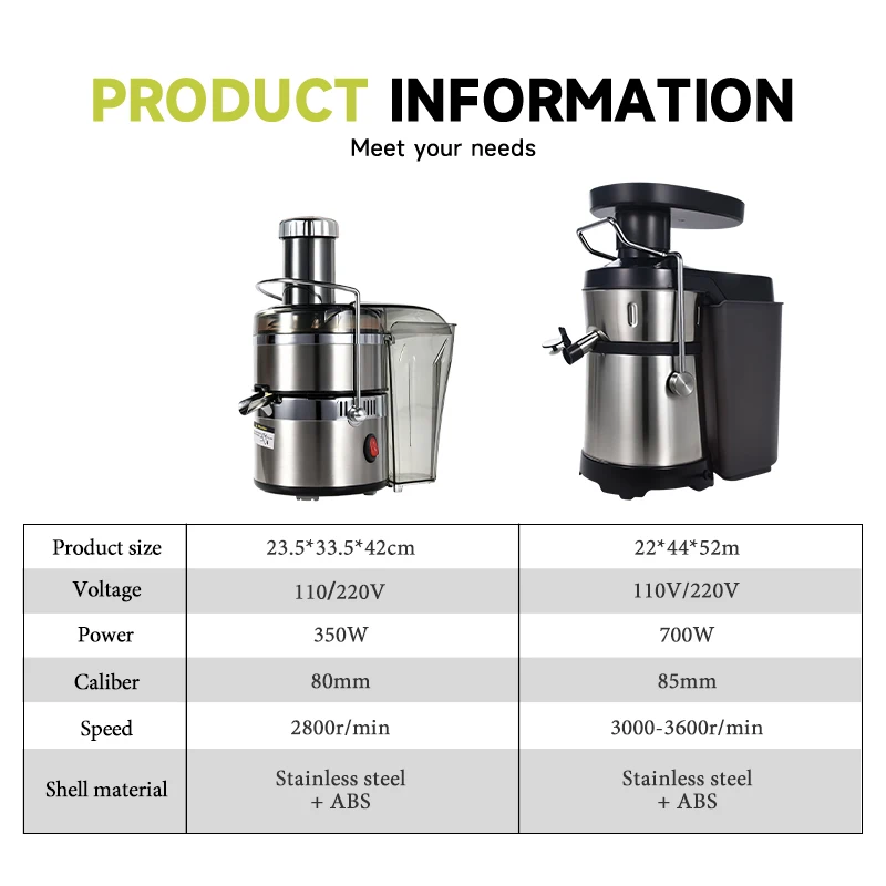 Moseener Electric Stainless Steel Big Mouth Slow Cold Press Commercial Automatic Pulp Ejection Juice Extractor 2.5L Capacity