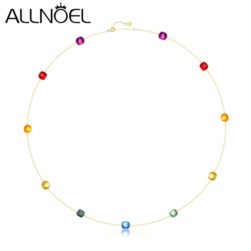 ALLNOEL Natuur Kristallen Kettingen Hanger Snoep Kleur 925 Sterling Zilver Voor Vrouwen Ingelegde Waterdruppel Hanger Fashion Party Gift