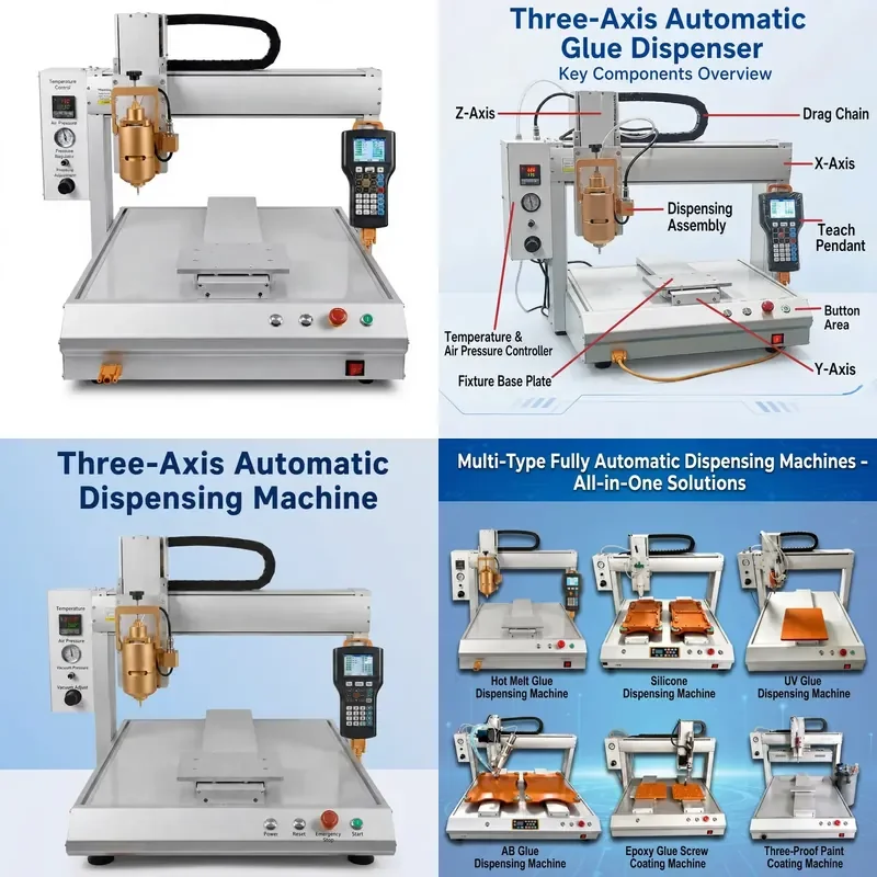 Automatic Three Axis Dispensing Machine Desktop Glue Dispenser for Silicone Hot Melt Sealant Glass Glue 502 Adhesive