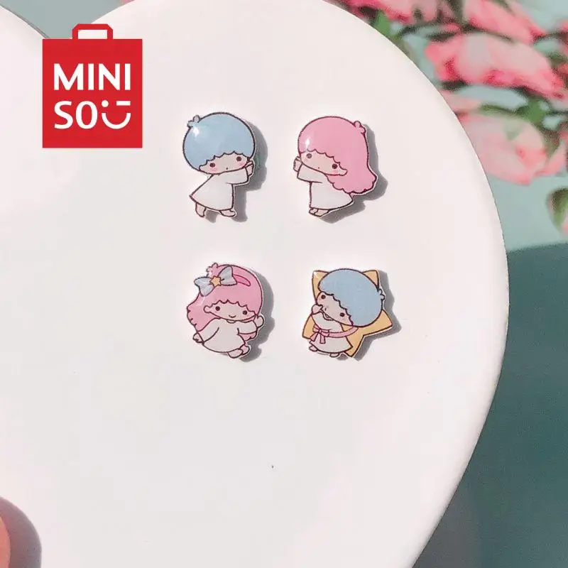 Sanrio New Little Twin Stars Kawaii Earrings High-Value Silver Needle Earrings Cartoon Trendy Fashion Girl Toys Surprise Gifts