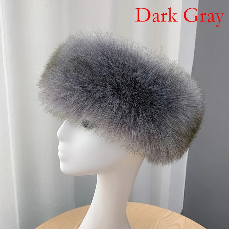 2024 Winter Thick Warm Furry Hairband For Women Girl Fashion Fluffy Faux Fur Russian Hat Headband Outdoor Warmer Ski Beanie Hats