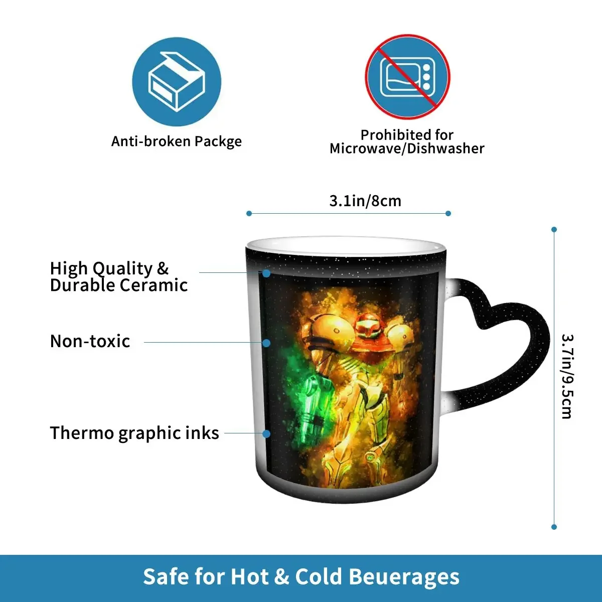 Metroid Samus Aran Prime Hunter (3) Mug Funny Ceramic Coffee Cups Tea Mugs Milk Cup Drinkware Gift for Woman Man view 5