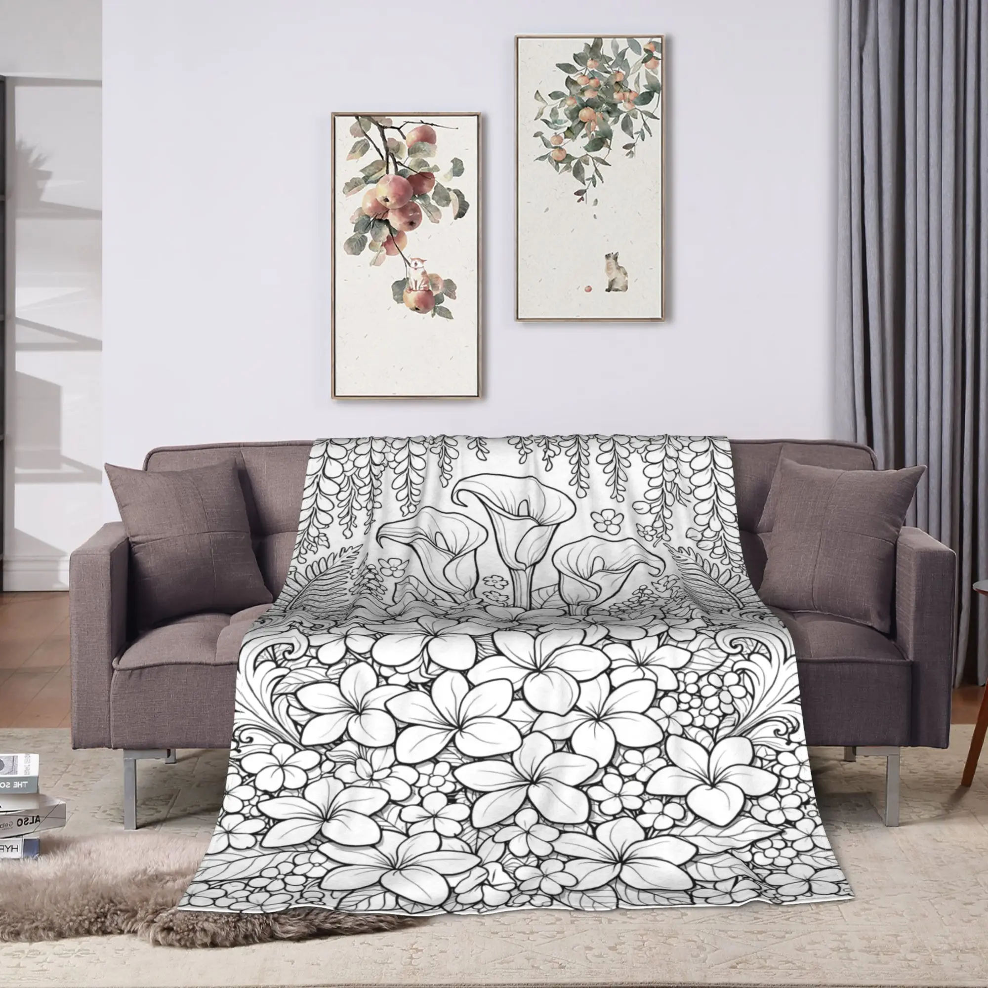 Butterfly Bloom Cluster Doodle Flannel Blankets  Warm Throw Blanket for Home Decor Picnic Novelty Bedspread Sofa Bed Cover