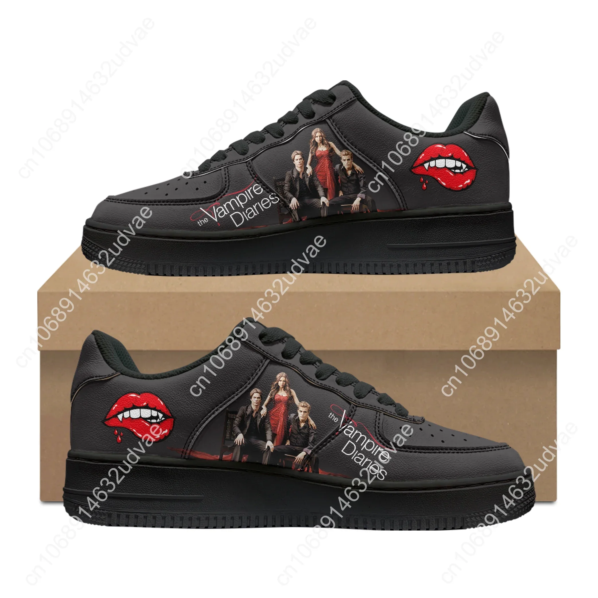 The Vampire Diaries Damon Salvatore sepatu AF Basketball Pria Wanita olahraga berlari flat Force Lace Up Mesh Sneakers sepatu kustom