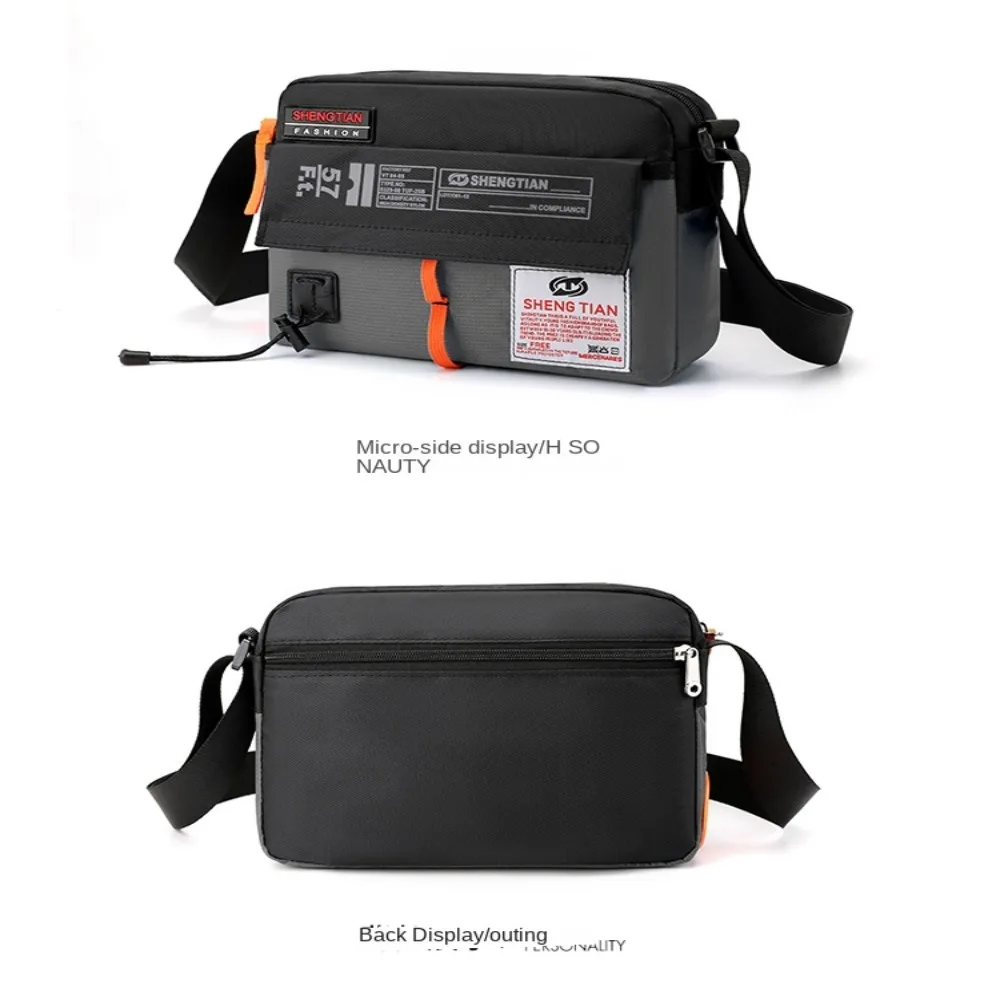 Nylon Men Sling Bag Portable Zipper Crossbody Messenger Bag Waterproof Storage Travel Bag