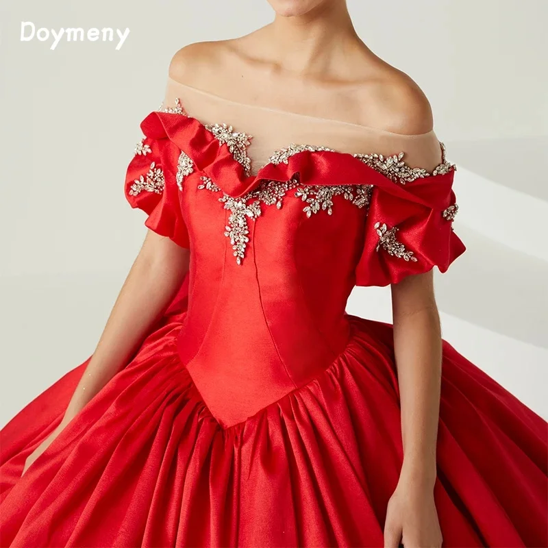 D0ymeny-vestido De quinceañera con hombros descubiertos, traje De baile largo De 15 Años para graduación