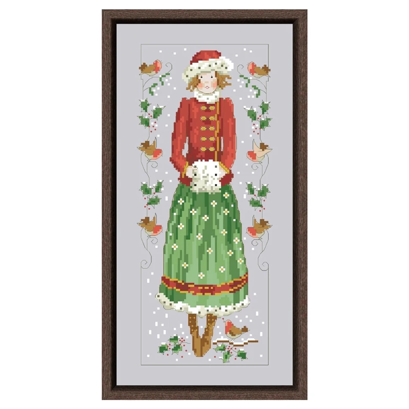 Country lass holly cross zestaw do szycia bawełna, jedwab nici 14ct 11ct srebrne płótno haft splot krzyżowy dmc home decor