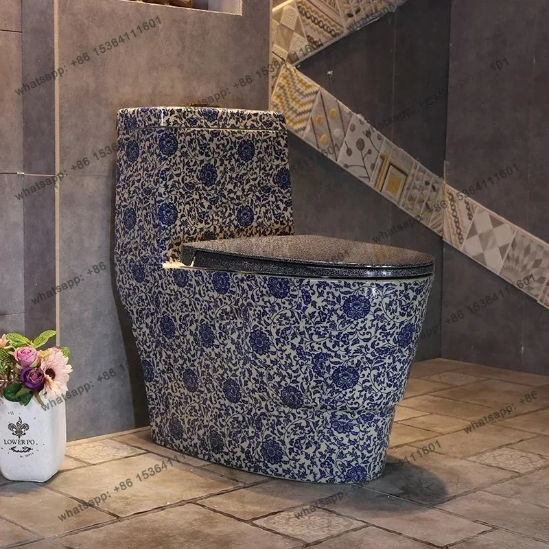 Black and brown stone pattern retro toilet creative ceramic toilet household bathroom ordinary siphon type